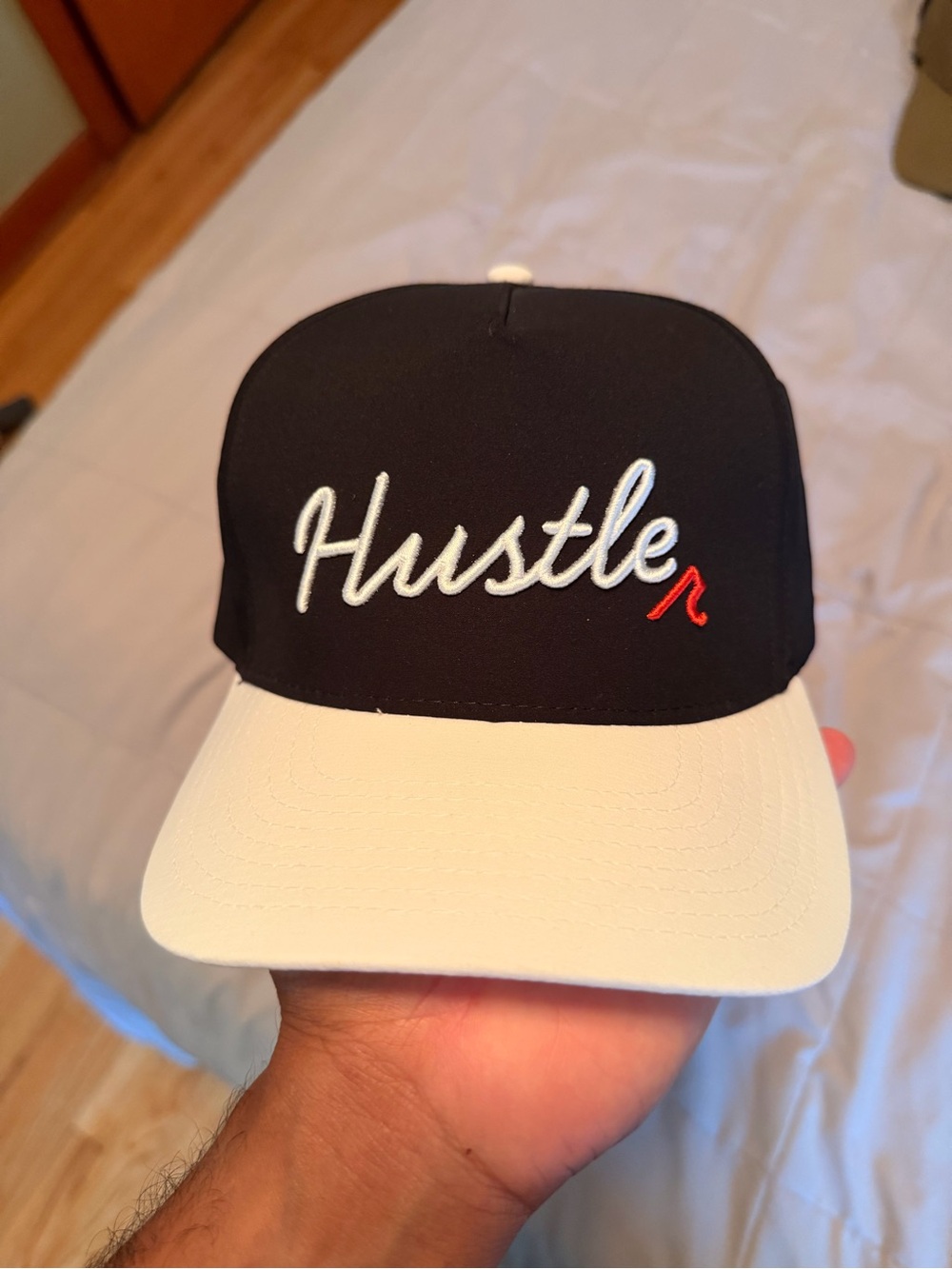 Redvanly 5 Panel Hustler Two-Tone Black & White Snapback Cap